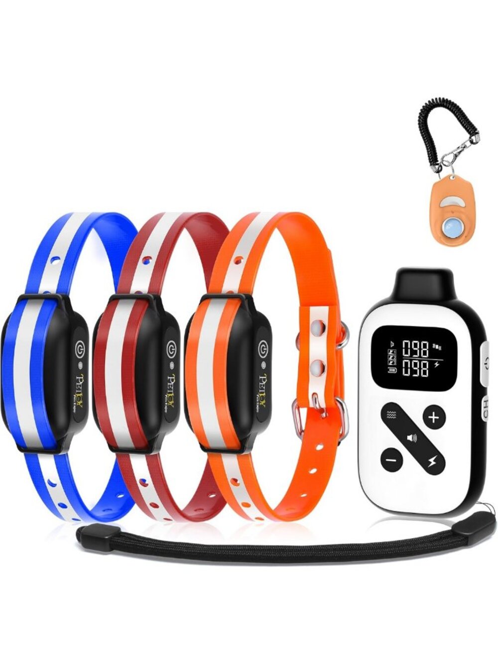 3-Dog Shock Collar with Remote Control & Auto Bark Training Mode - Adjustable